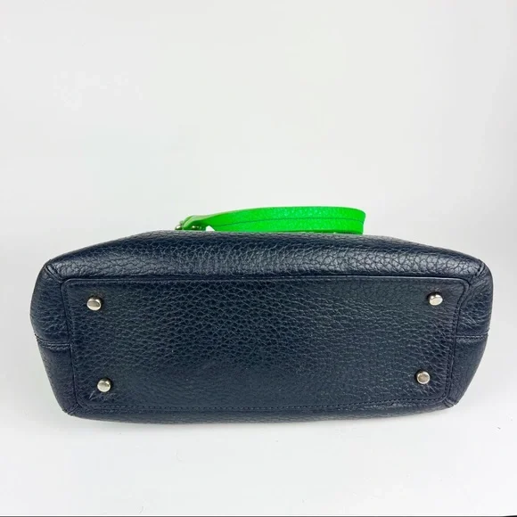 ate Spade Grove Court Stripe Maise Satchel Crossbody Leather Bag Green Navy - Picture 12 of 12